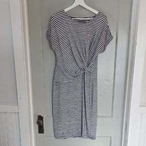 GAP Navy and White Striped Midi Dress Size M